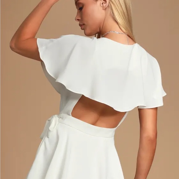 Lulus Ruffled Backless Wrap Skort Romper - Picture 2 of 5